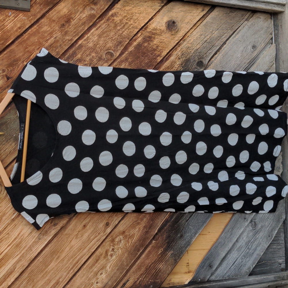 Gudrun Sjoden tunic jersey dress in black with white polka dots large - Picture 6 of 6